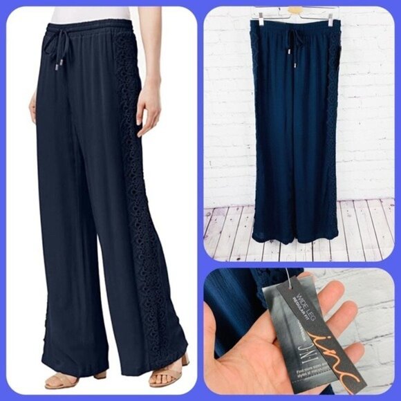 International Concepts Lace Trim Wide Leg Pants - Picture 1 of 9